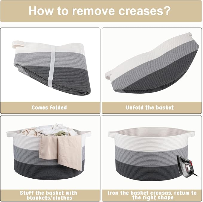 OIAHOMY 90L Extra Large Blanket Basket - Image 7