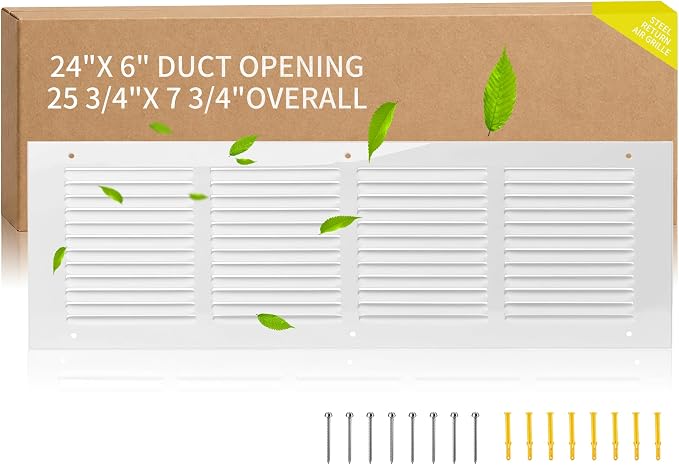 24" x 6" Return Air Grille Duct Opening, Ceiling Sidewall Floor Cold Air Intake by Unknown