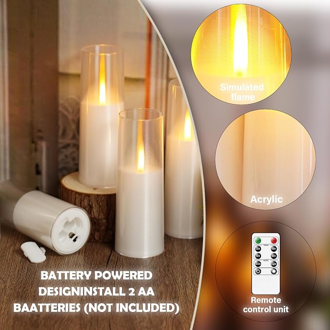 kakoya Flameless LED Candles Upgraded Realistic Flickering Flame, LED Pillar - Image 3