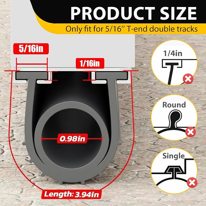 Jin&Bao Garage Door Bottom Rubber Seal 5/16" T-End 10FT & 2 End Plugs Gray | - Image 4