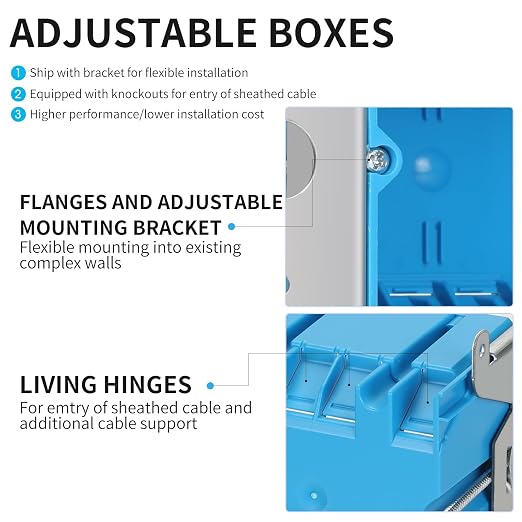 2 Gang Adjustable Plastic Outlet Box, 34 cu. in., 6 Pack | 34 cu in adjustable - Image 5