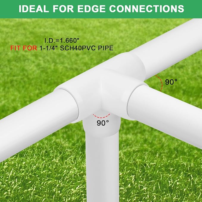 8Pack 1-1/4IN 4-Way PVC Pipe Fittings SCH40 Furniture Grade PVC Elbow Corner - Image 3