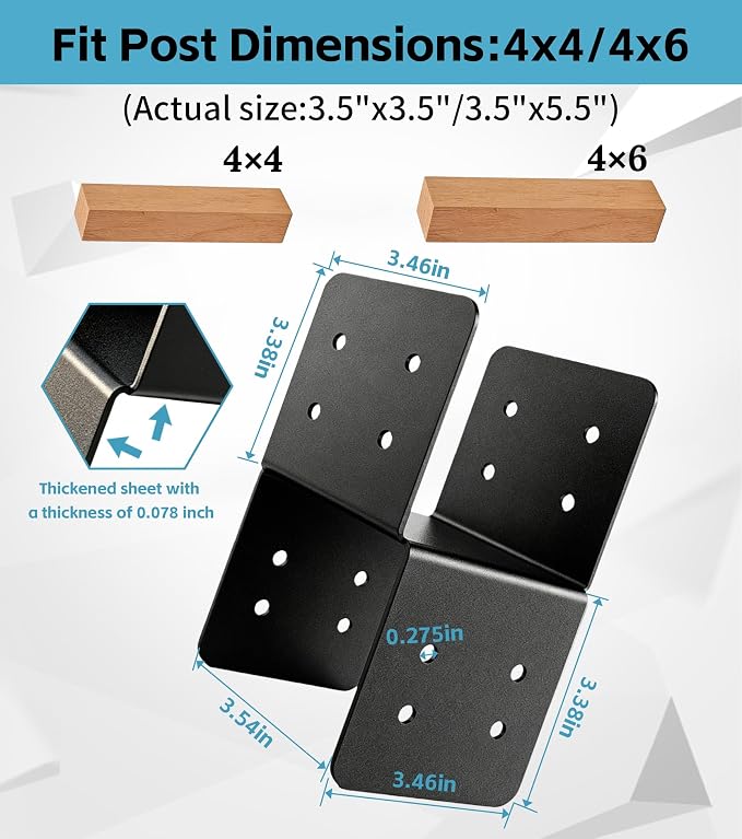 2 Pack 4x4 Heavy-Duty Post Bracket - Image 2