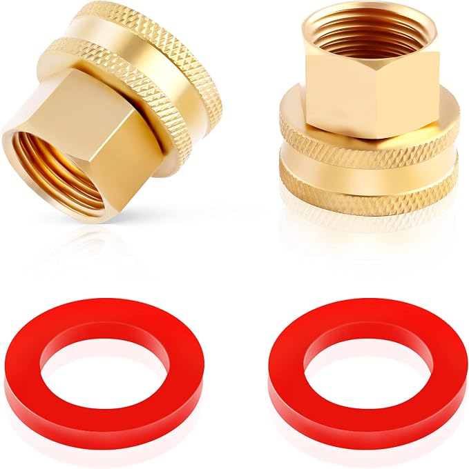 2 Pack Lead-Free Brass Garden Hose Threaded 3/4" GHT to 1/2 NPT Adapter | Green by LitOrange