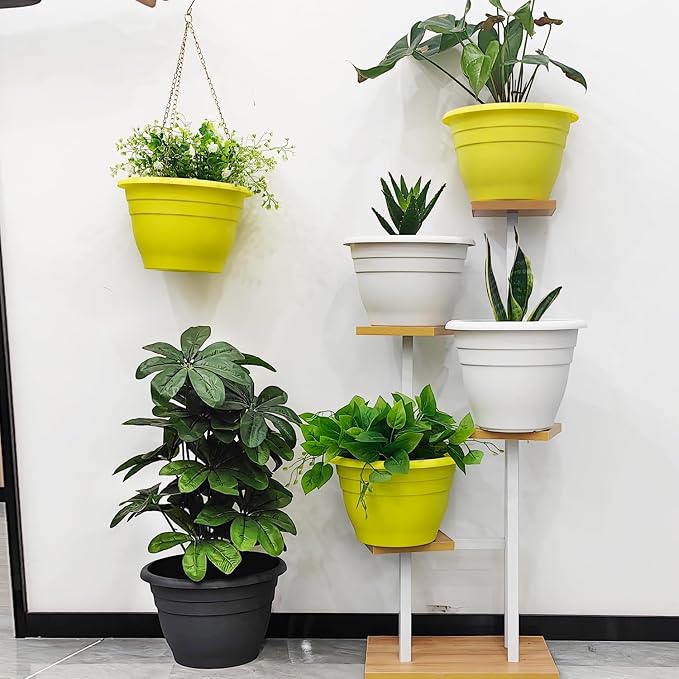 RooTrimmer 10 Inch Plant Pots Set of 5, Lightweight Plastic Planters - Image 6