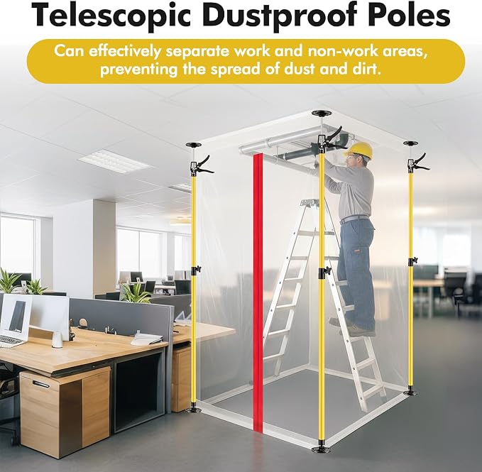 4PK Dust Barrier Poles, 10FT Adjustable Containment Kit - Image 3