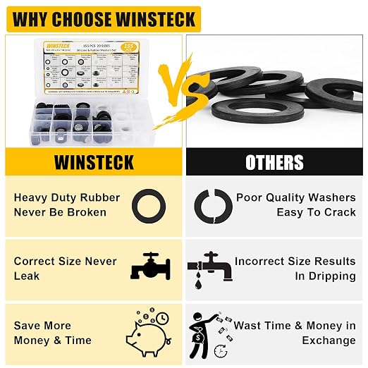 155 PCS Rubber & Silicone Hose Washers Kit, 20 Sizes - Image 3