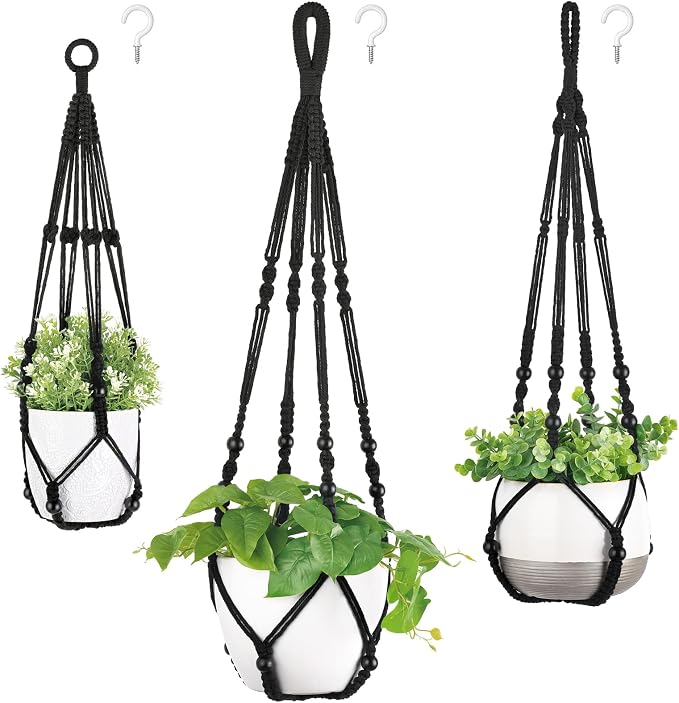 Mkono 3 Pack Macrame Plant Hangers Hanging Planters by Mkono