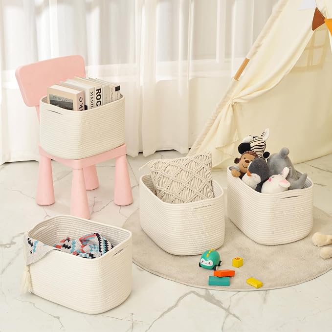 ICERZCZ Storage Baskets for Organizing & Shelves, Woven Cotton Rope - Image 8
