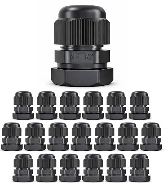 1/2" NPT Strain Relief Nylon Cord Grip Cable Glands by MGISpeedWare