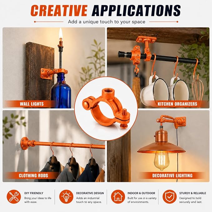 Orange 20 Pack 1/2" Hinged Split Ring Pipe Hanger, Copper Epoxy Coated Iron - Image 7