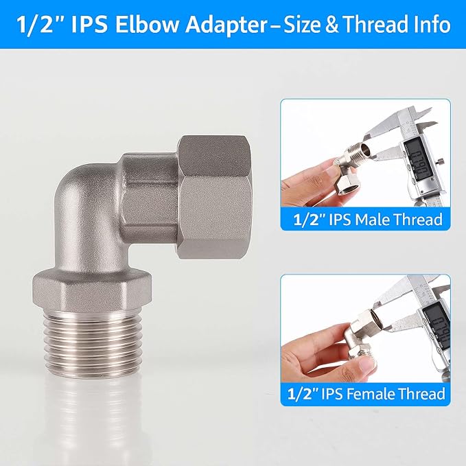 G1/2 Chrome-Plated Brass Clawfoot Tub Faucet Elbow Adapters, 1 Pair | G1/2 BSPP - Image 4
