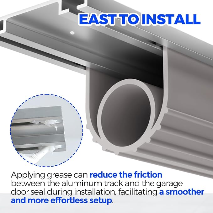 Holikme 10FT Garage Door Bottom Seal, Pre-drilled Track, U+O Rubber Seal - Image 2