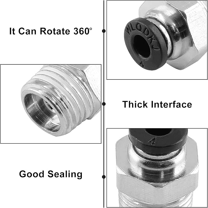 10Pcs 4mm Push Connect 1/4 NPT Male Straight Pneumatic Fitting | Pure Copper - Image 3