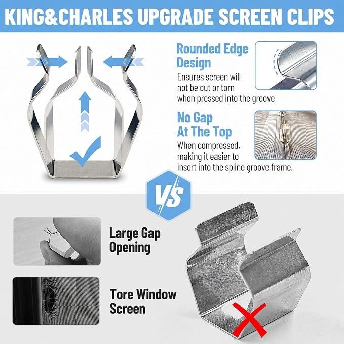King&Charles Window Screen Replacement, 6in1 Window Screen Door Repair Kit | - Image 4