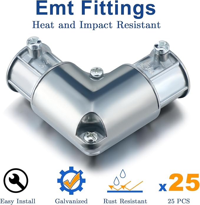 Gisafai 10 Pcs EMT Conduit Fittings Inside Corner Pull Elbow, EMT 90 Degree - Image 4