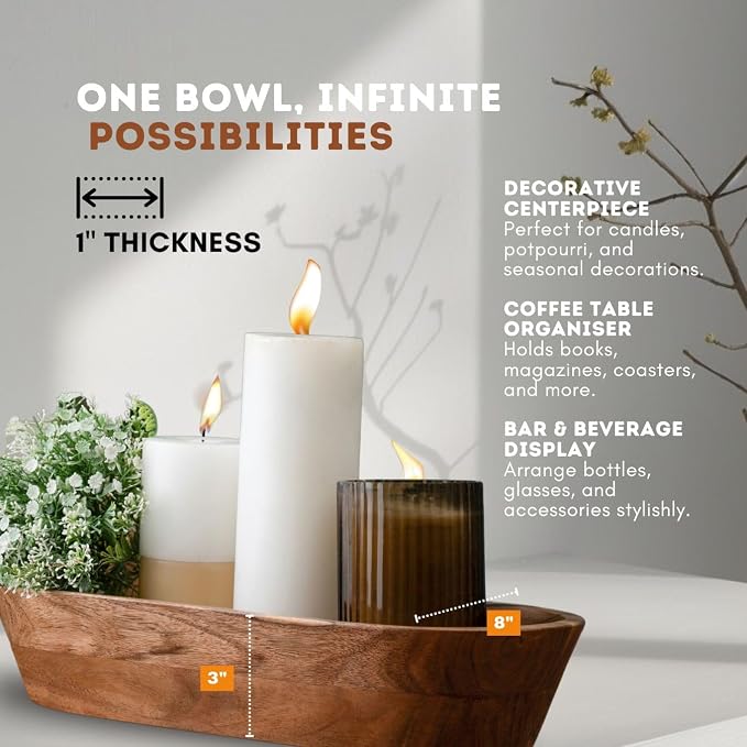 Wooden Dough Bowl – Handmade Decorative Bowls - Image 2