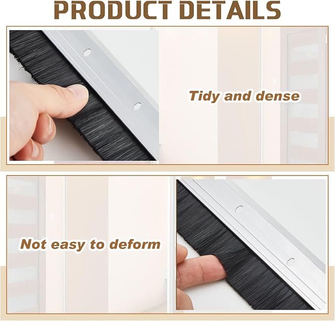 Hushee 2 Pack 36 Inches Brush Door Sweep, Aluminum Door Sweep Bottom, - Image 6