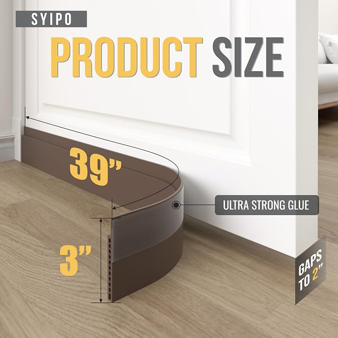 Door Draft Stopper for Huge Gap，3" W x 39" L Adjustable Widened Under Door Seal - Image 2