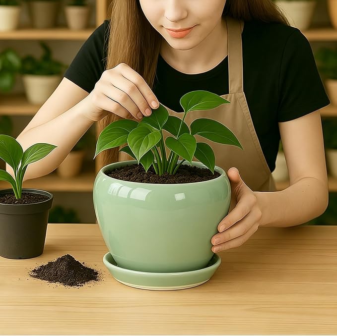 Deep Dream 8 Inch Plant Pots- Ceramic Pots - Image 5