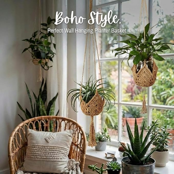 Shappy 1 Pack Boho Macrame Plant Hanger, Large Hanging Planter Plant Holder Pot - Image 4