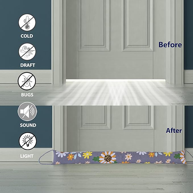 2 Pack 40 Inch 4 Inch Wide Under Door Blocker Door Draft Stopper, Bottom - Image 3