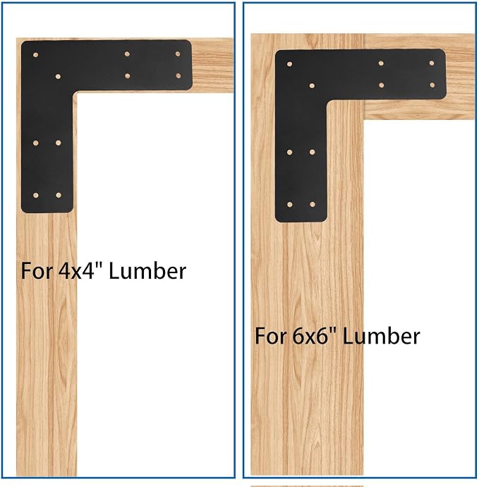 L Right Angle Bracket 4pcs, L Shape Brackes | Black Powder Coated Post to Beam - Image 5