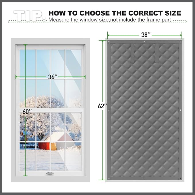 Thermal Window Cover for Winter, Curtain Size 38" X 62" Prevent Cold Air - Image 4