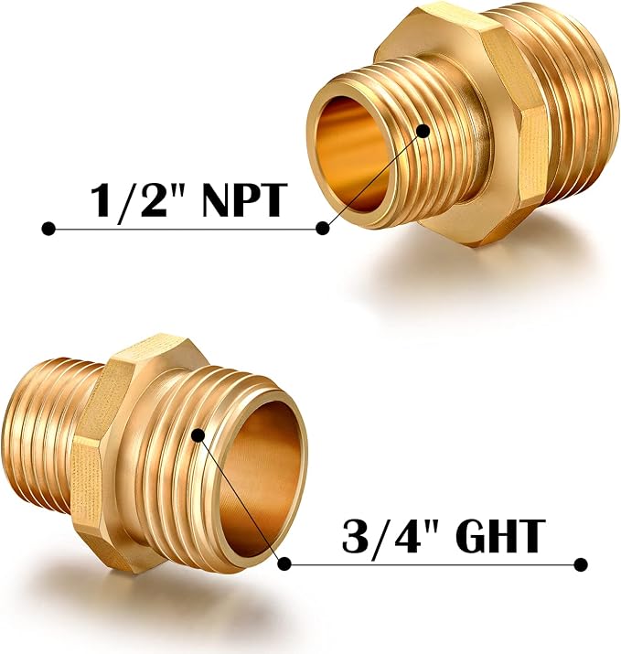 Garden Hose Fittings Connectors Adapter Solid brass Brass Repair Male faucet - Image 3