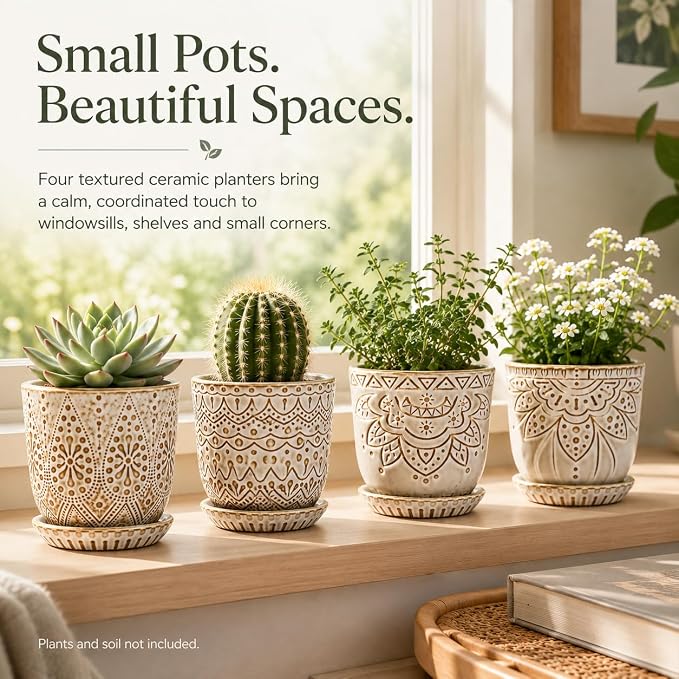 Gepege Ceramic Succulent Pots, 4 Inch Small Plant Pots - Image 4