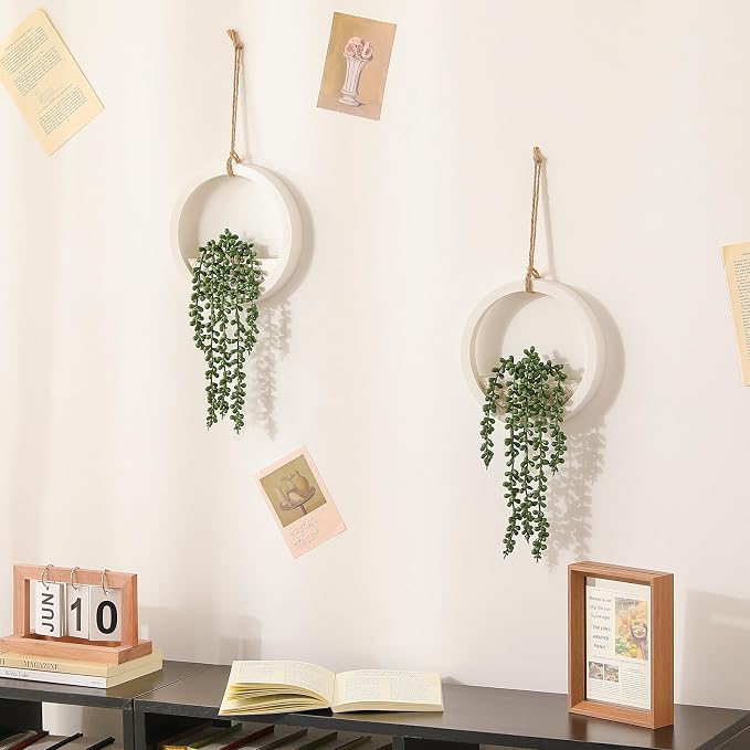 Boho Wall Decor, Indoor Hanging Planter Greenery Decor, Faux Succulent Wall - Image 9