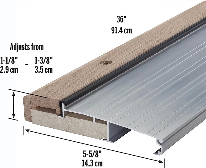 MD Building Adjustable Aluminum & Hardwood Threshold - Image 2