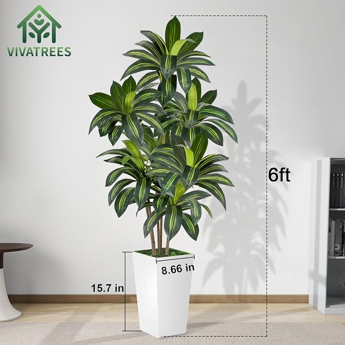 VIVATREES Dracaena Tree 6FT Artificial, 72in Tall Faux Dracaena Tree - Image 5