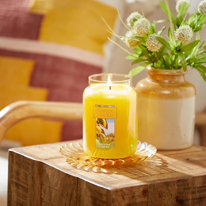 Yankee Candle Sicilian Lemon Scented Classic 22oz Large Jar Single Wick Candle - Image 4