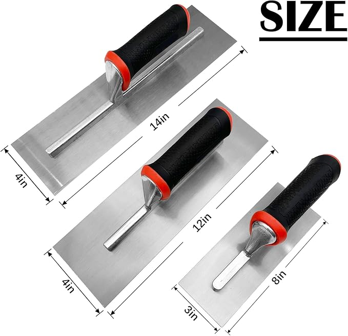 Drywall Flat Trowel 3pcs/Kit Carbon Steel Masonry Trowel Set | Soft Handle - Image 2