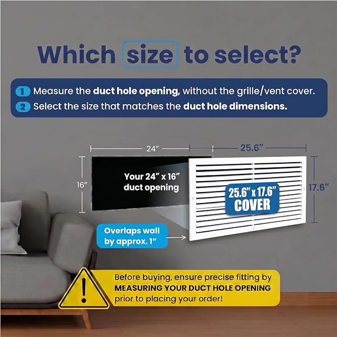 24x16 Aluminum Wall Ceiling Air Return Vent Cover HVAC Rustproof Grille - Image 2
