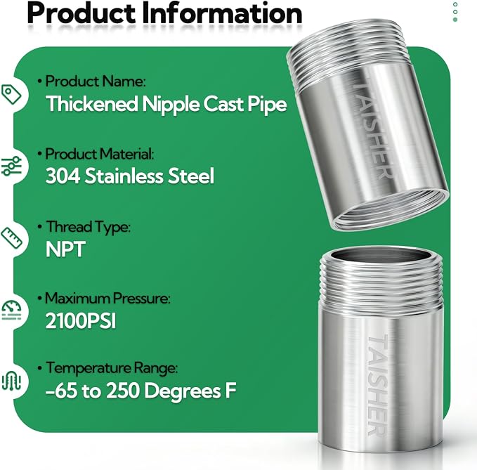 4pcs Thickened Nipple Cast Pipe 3/4" MNPT x 3/4" FNPT - Image 3