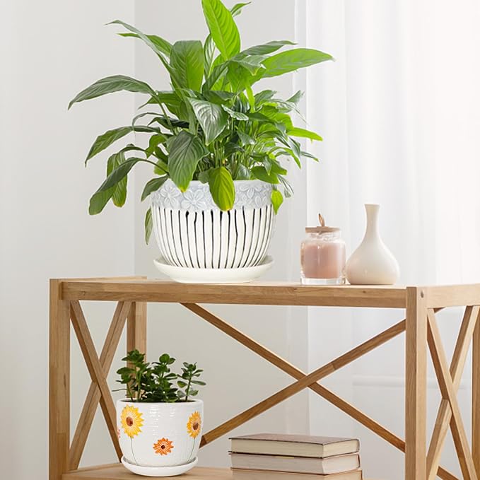Hlukana Ceramic Plant Pots Set of 3, 6.75/5.6/4.2 inch Planters - Image 7