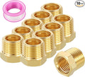 10 Packs Male to FeMale Adapters, 3/8" NTP Male x 1/4" NTP Female Brass Hex by Rebower