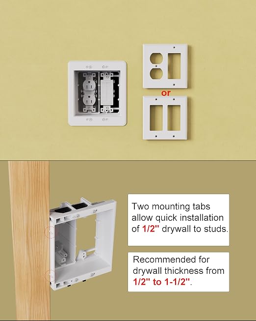 2-Gang Recessed Outlet Box, Recessed Electrical Box - Image 4