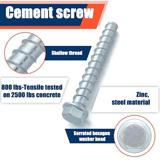 Tandefio 40 Pack 5/8 x 5 Concrete Anchors and Screw Kits Galvanized | Large - Image 3