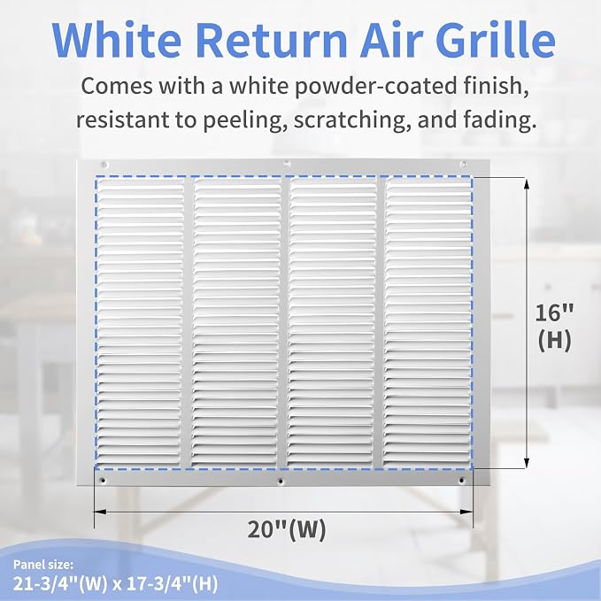 Howeall 20"W x 16"H Steel Return Air Grille, Air Return Vent Cover - Image 3
