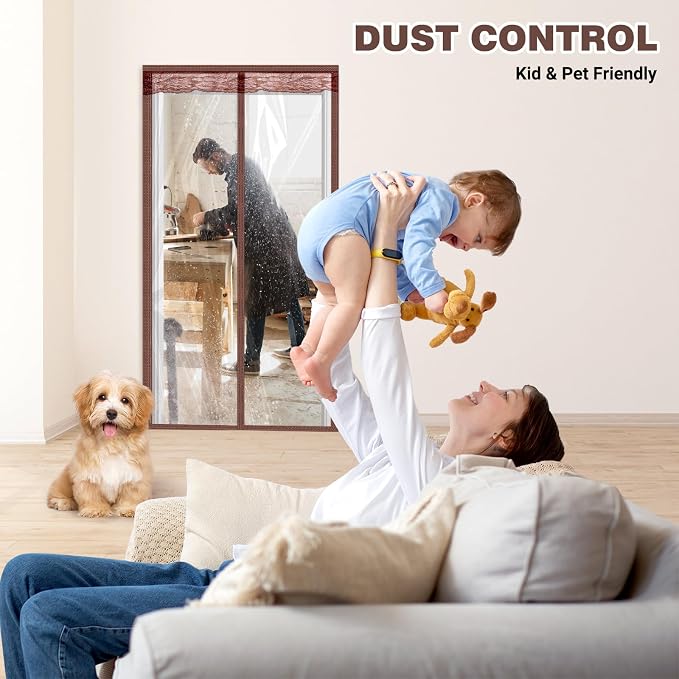 Dust Barrier, Plastic Zipper Magnetic Door Dust Protection Kit, Construction - Image 6