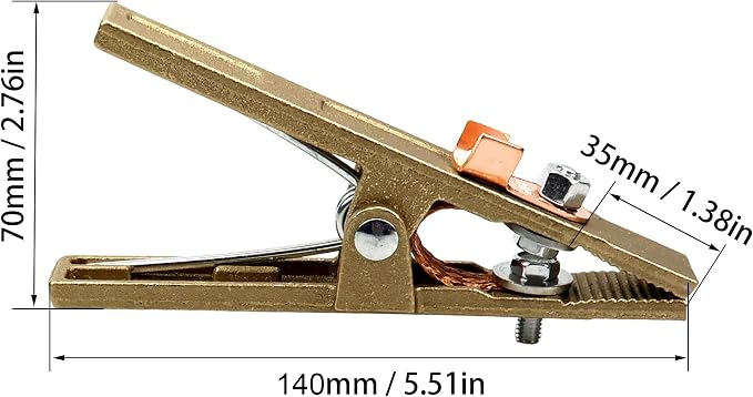 300-Amp Welding Ground Clamp, Brass A-shape Earth Clamp - Image 3