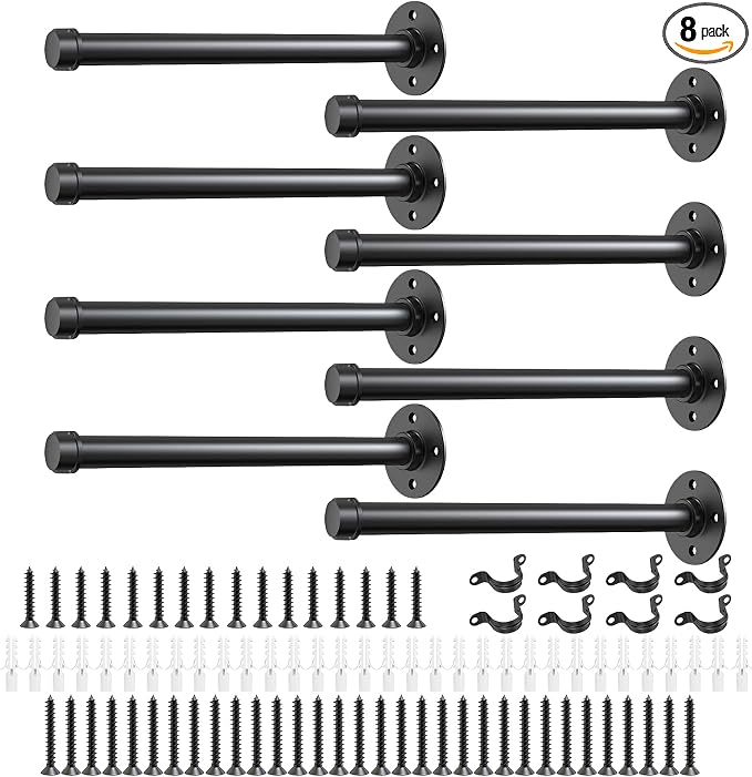 Storystore 1/2" Industrial Pipe Shelf Brackets, Wall Mount Floating Rack | 12" by Storystore