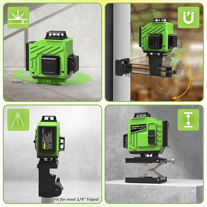 16 Line laser level 360 Self Leveling, 4x360 Cross Line 4D Green Beam Lazer - Image 6