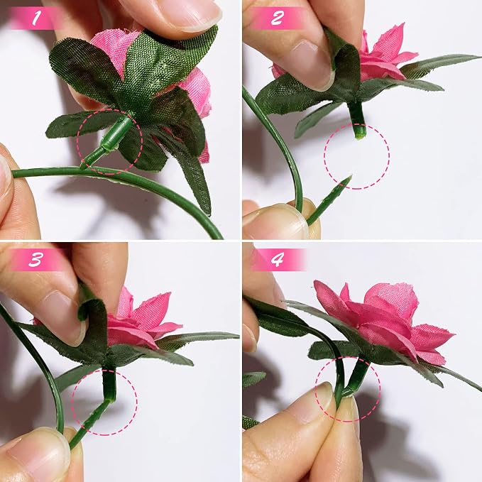 8Pcs x 8.2FT Artificial Flower Garland Rose Vine Decor, Magenta Flower | - Image 9