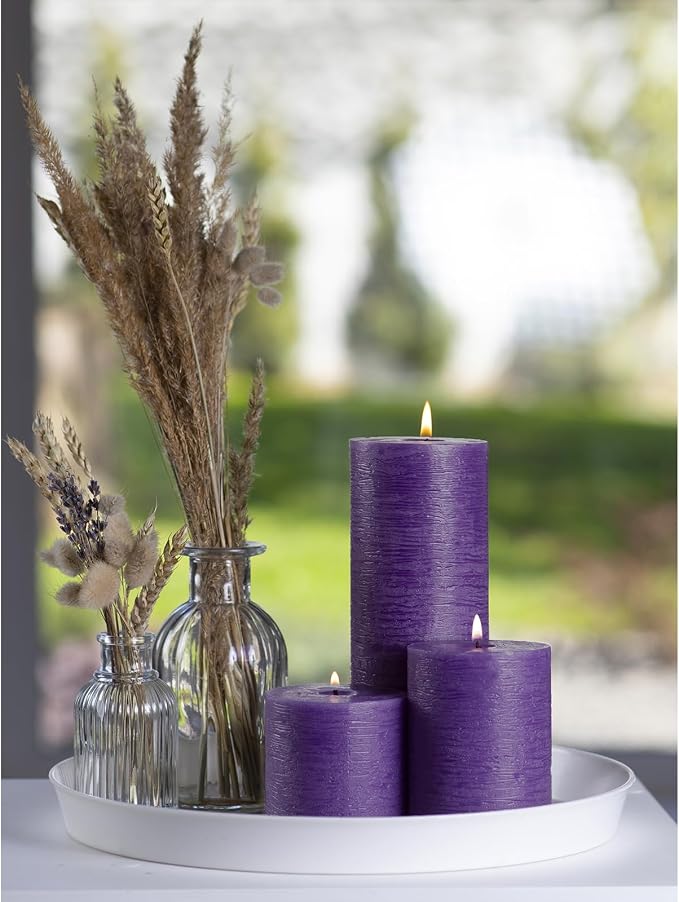 Assorted Pillar Candles Set of 3 – Sizes 3", Rustic Style - Image 5