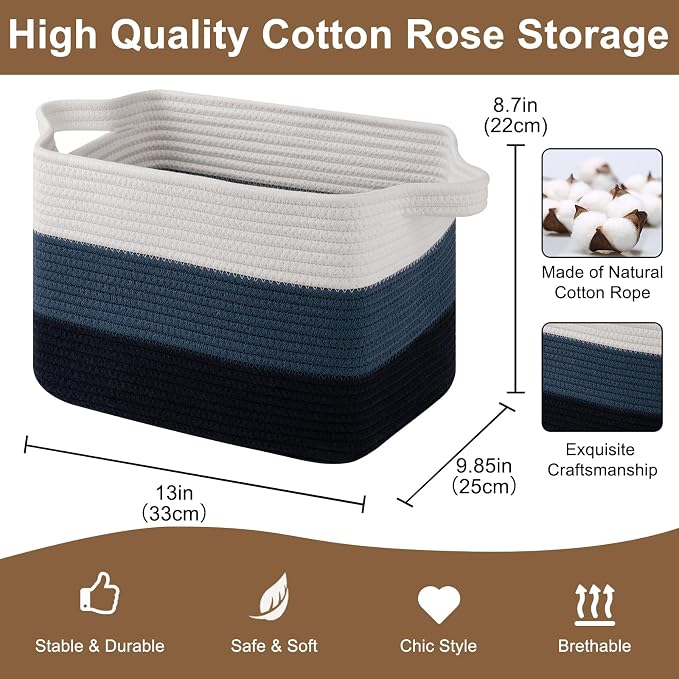 OIASKET Storage Basket for Organizing, Woven Baskets for Storage, Rectangle - Image 2
