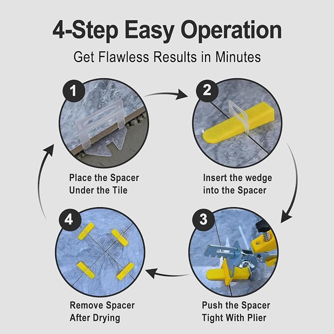 Tile Leveling System with Tile Plier, 1000 Pieces 1/16" Tile Leveler spacers - Image 5